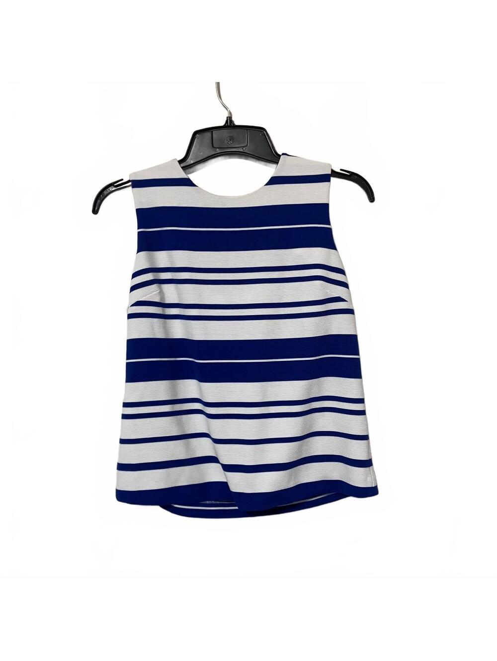 Calvin Klein Women's Preppy Coastal 90s Sleeveless Striped Blue Knit Top Small
